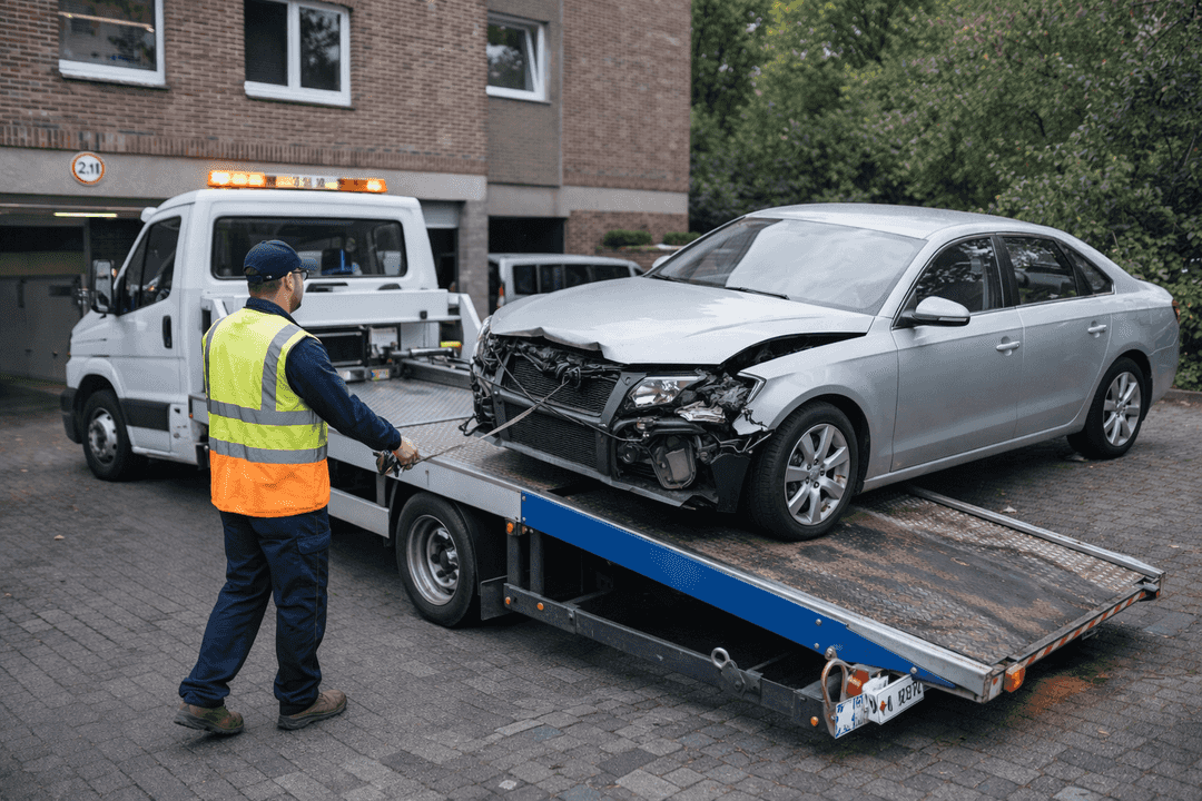 Abholung und Verladung bei der Autoverwertung Pulheim